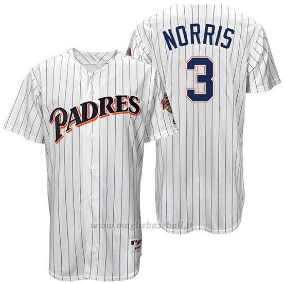Maglia Baseball Uomo San Diego Padres Derek Norris Bianco Turn Back The Clock